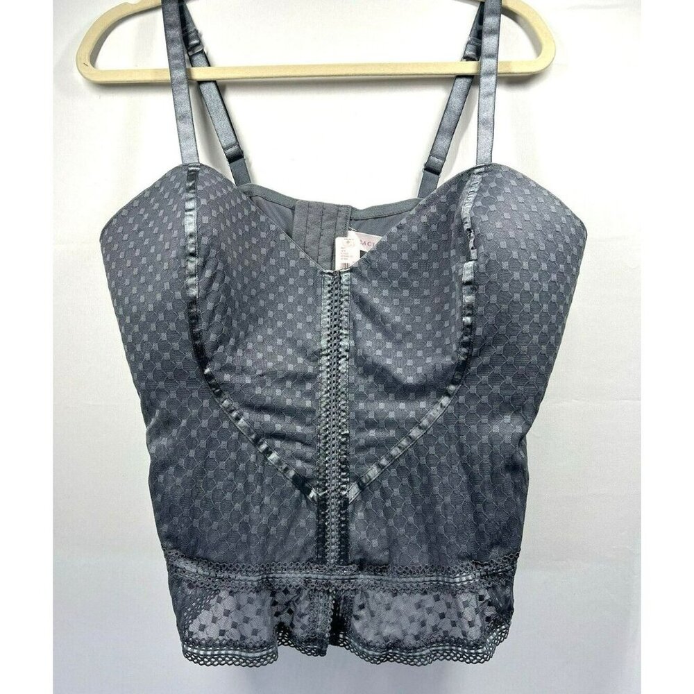 NWT Cacique Sz 26/28‎ Gray Bustier Corset Top Lingerie Bra Fairy Grunge Feminine
